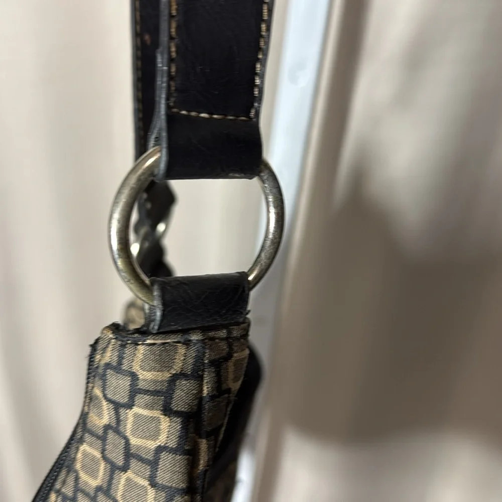 Nine West Brown Geometric Hobo Bag‎ Y2K Purse Shoulder Bag Designer Handbag - Picture 6 of 7